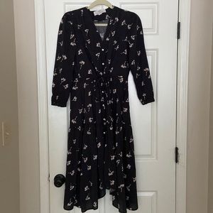 Trovata/Birds of Paradis midi dress, size xs, black